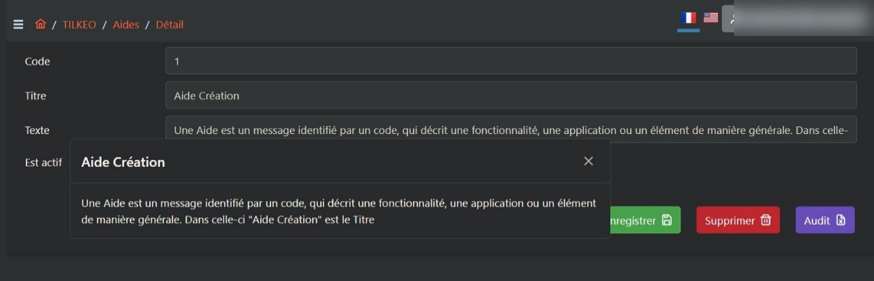 Aide contextuelle dans Tilkeo